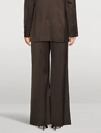 Wide-Leg Satin Trousers