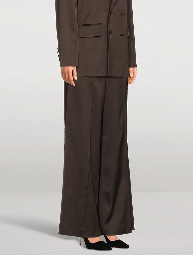 Wide-Leg Satin Trousers