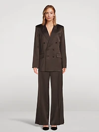 Wide-Leg Satin Trousers