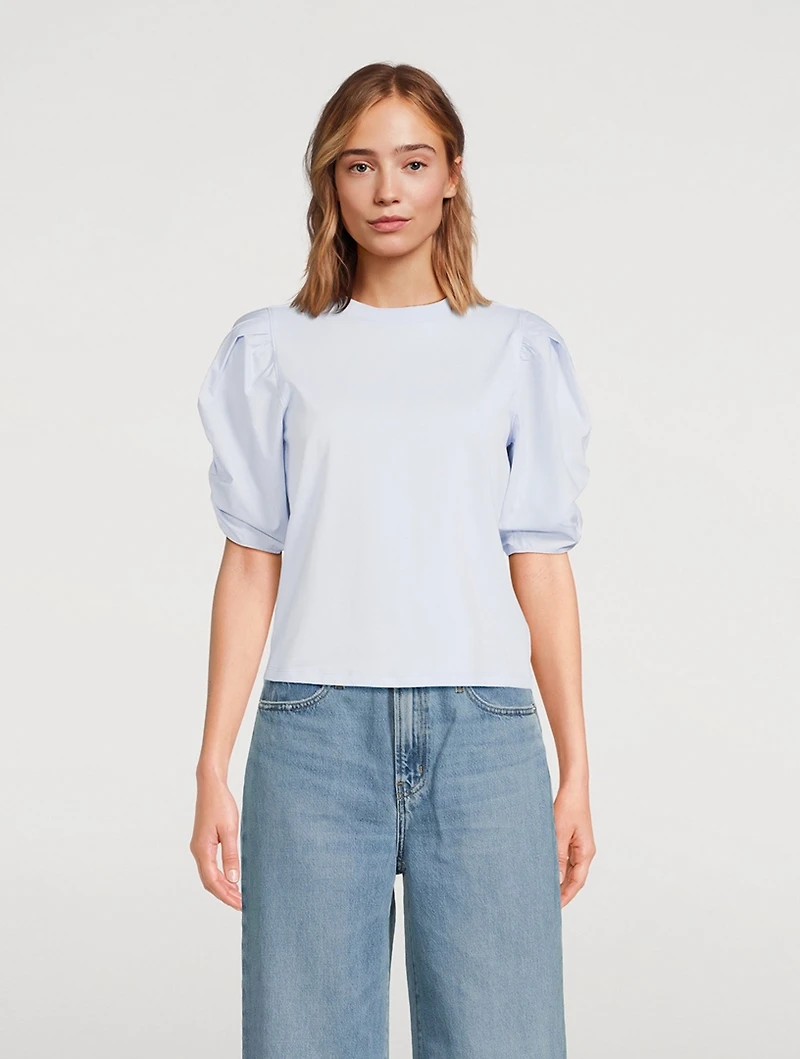 Pleated-Sleeve T-Shirt