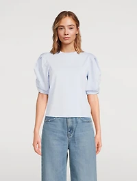 Pleated-Sleeve T-Shirt
