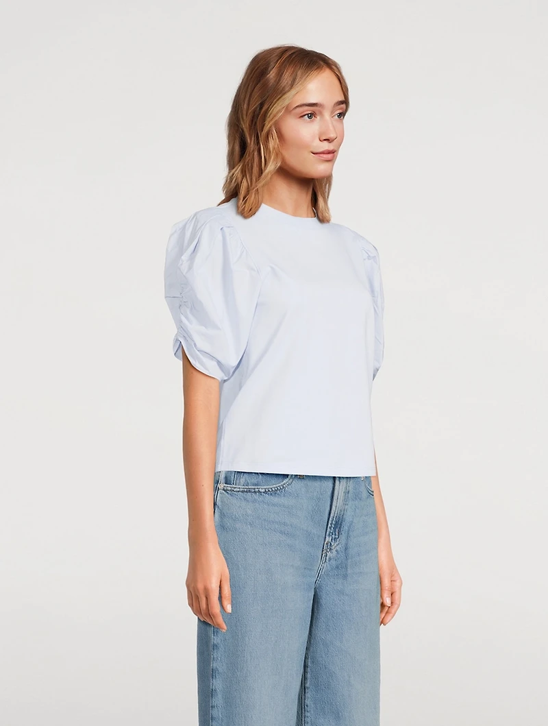 Pleated-Sleeve T-Shirt