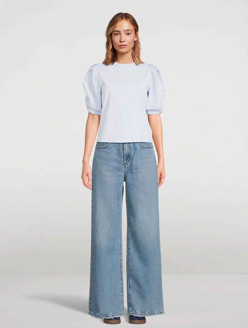 Pleated-Sleeve T-Shirt