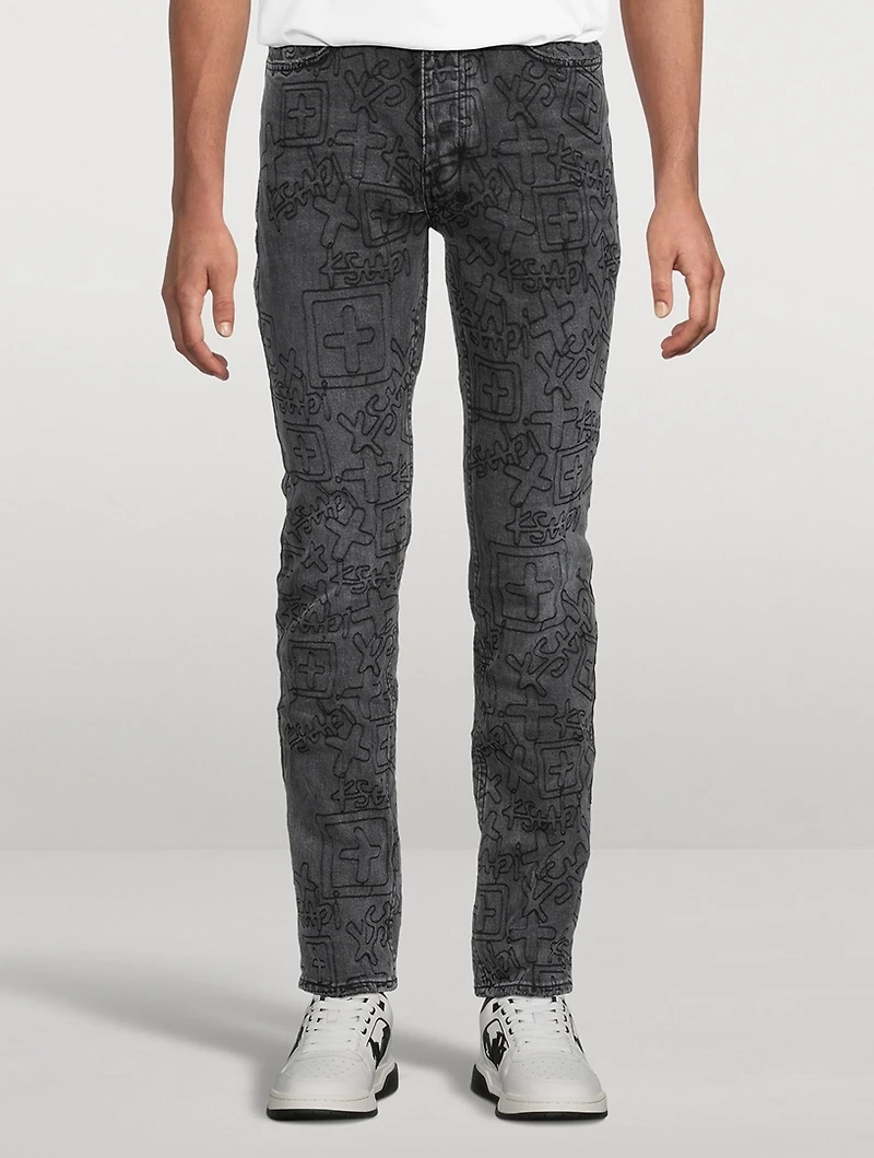 Chitch Stencil Stitch Tapered Slim-Fit Jeans