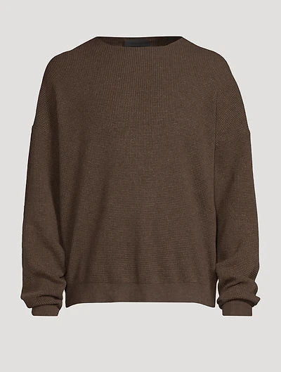 Waffle-Knit Crewneck Sweater