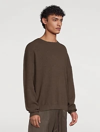 Waffle-Knit Crewneck Sweater