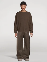 Waffle-Knit Crewneck Sweater