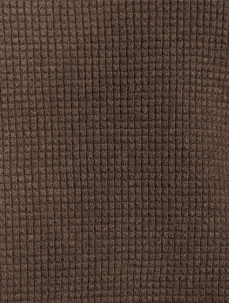 Waffle-Knit Crewneck Sweater