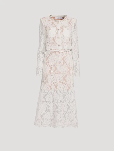 Lace-Embellished Midi Dress