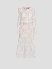 Lace-Embellished Midi Dress