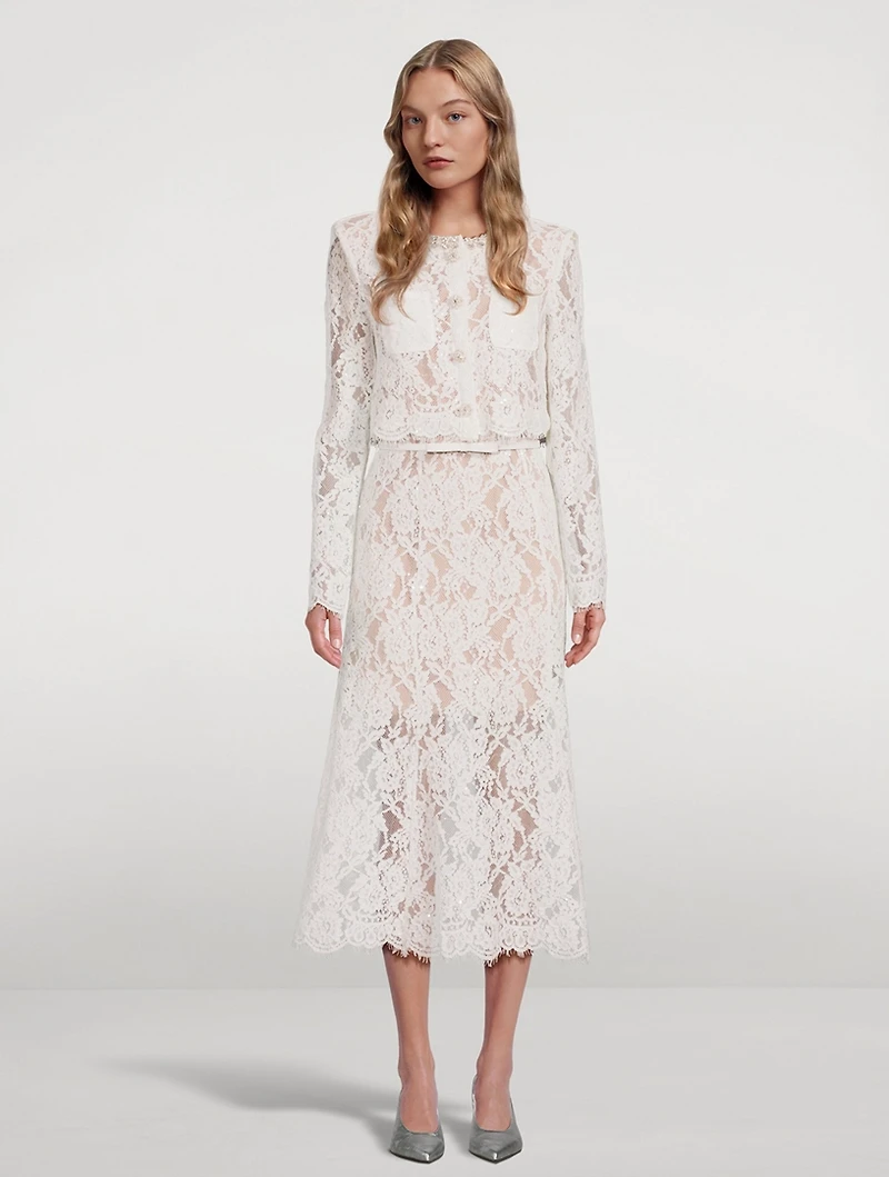 Lace-Embellished Midi Dress