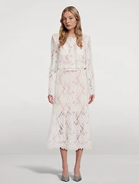 Lace-Embellished Midi Dress