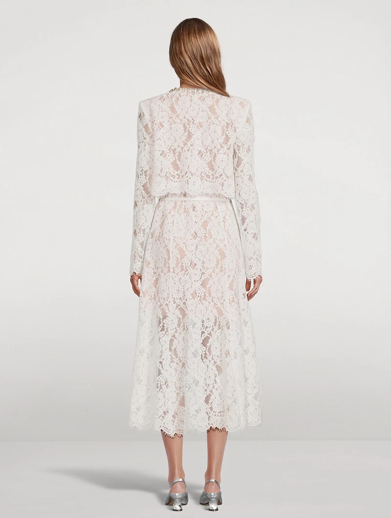 Lace-Embellished Midi Dress