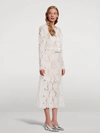 Lace-Embellished Midi Dress