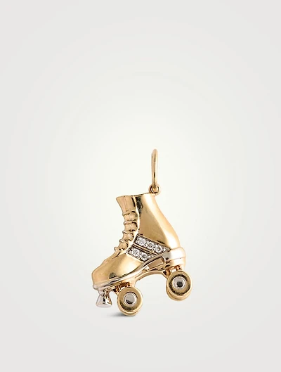 Gold Retro Roller Skate Charm