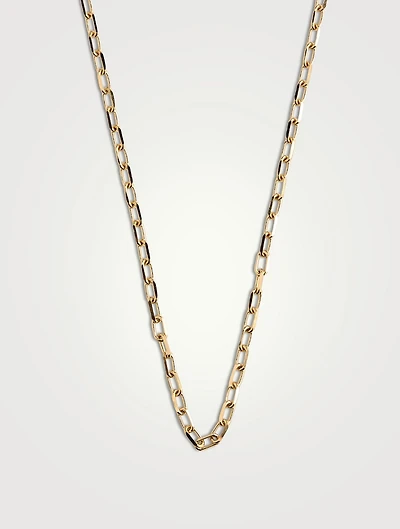 14K Gold Elongated Cable Chain Necklace - 20-Inch