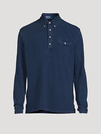 Mesh Long-Sleeve Polo Shirt