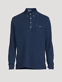 Mesh Long-Sleeve Polo Shirt