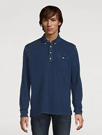 Mesh Long-Sleeve Polo Shirt