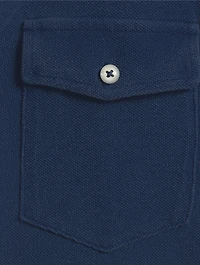 Mesh Long-Sleeve Polo Shirt
