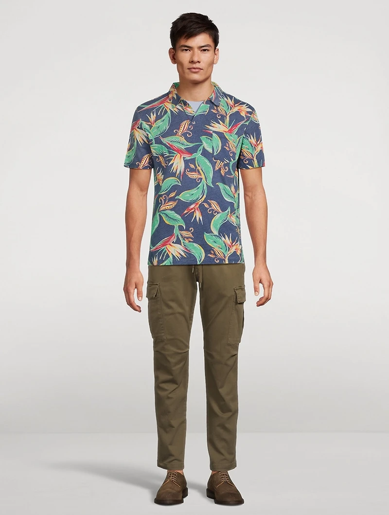 Slim-Fit Polo Shirt Tropical Print