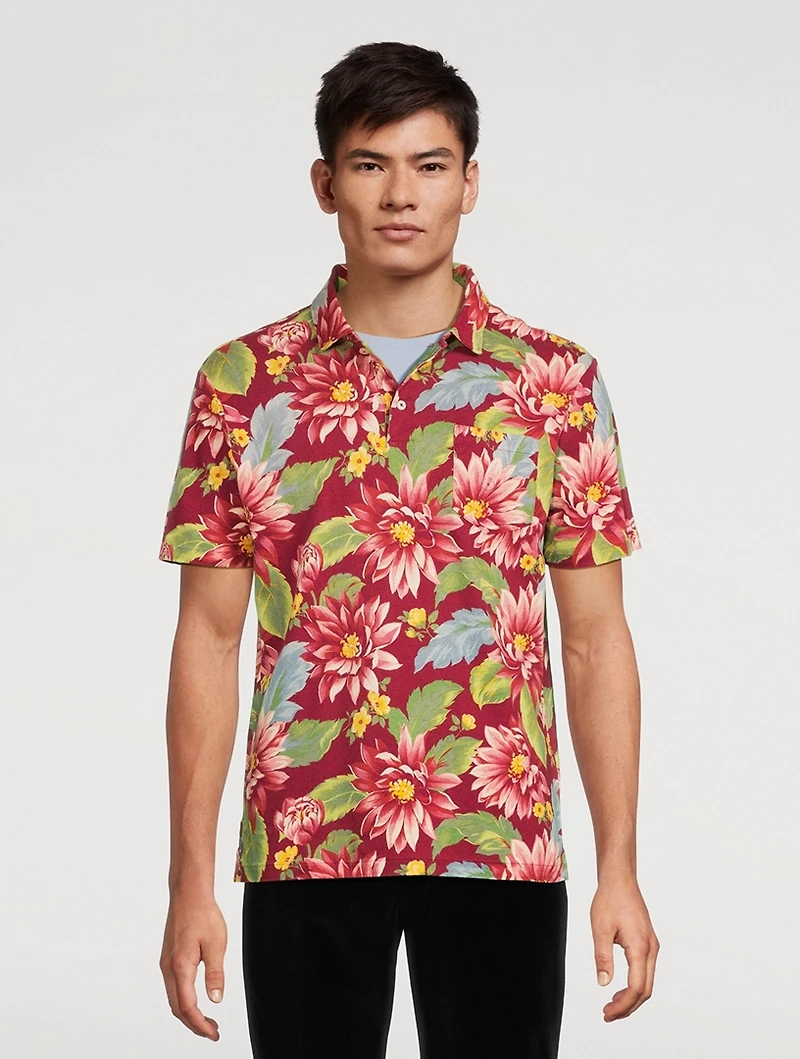 Jersey Polo Shirt Floral Print