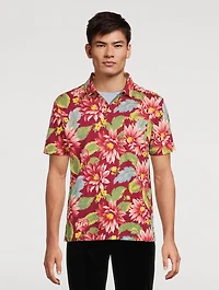 Jersey Polo Shirt Floral Print