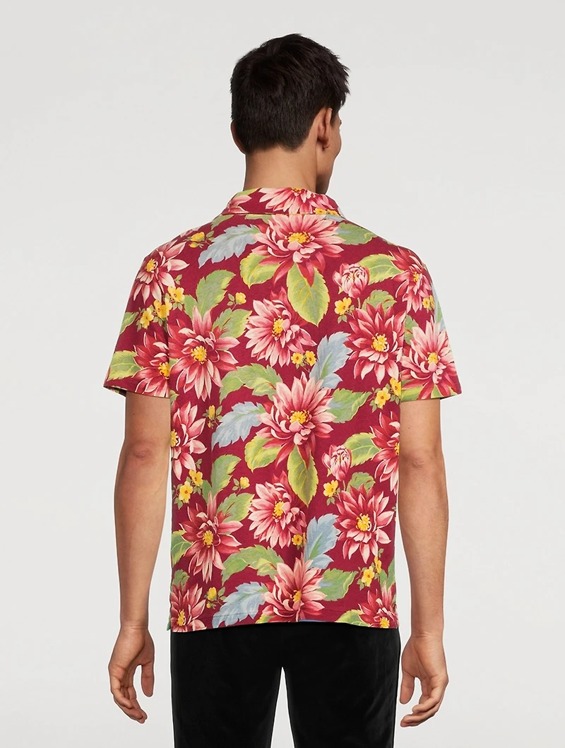 Jersey Polo Shirt Floral Print