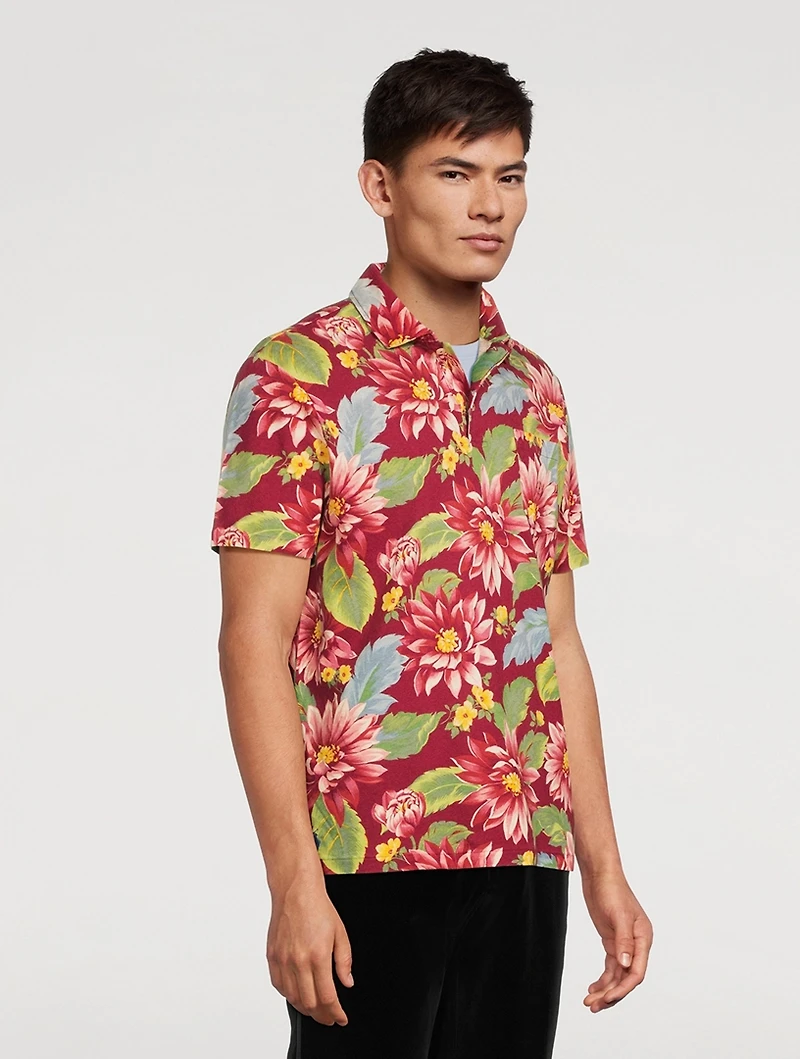 Jersey Polo Shirt Floral Print