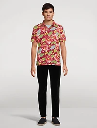 Jersey Polo Shirt Floral Print
