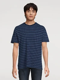 Cotton And Linen T-Shirt Striped Print