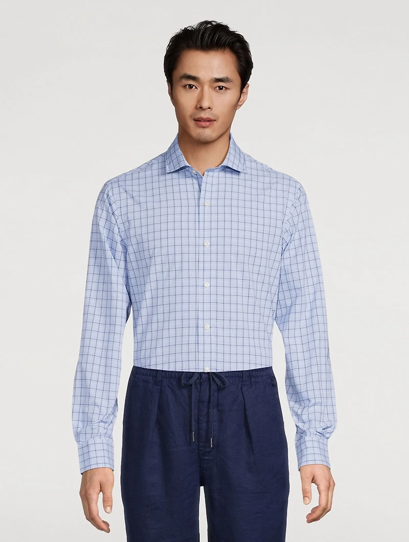 Poplin Long-Sleeve Shirt Check Print