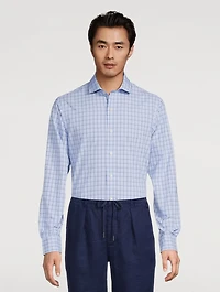 Poplin Long-Sleeve Shirt Check Print