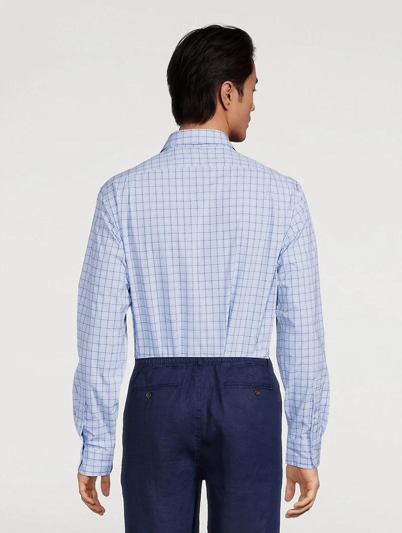 Poplin Long-Sleeve Shirt Check Print