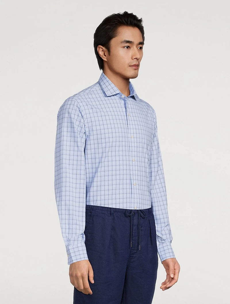 Poplin Long-Sleeve Shirt Check Print