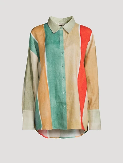 Keaton Linen Shirt River Print