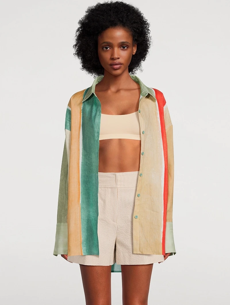 Keaton Linen Shirt River Print