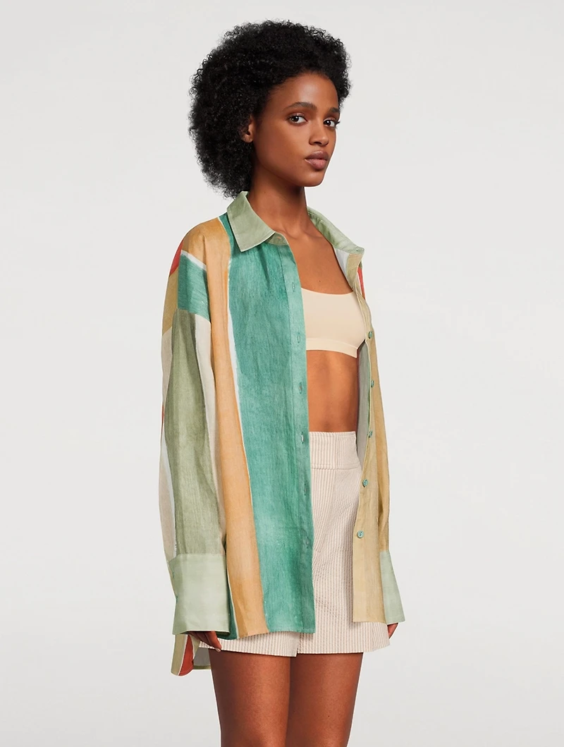 Keaton Linen Shirt River Print