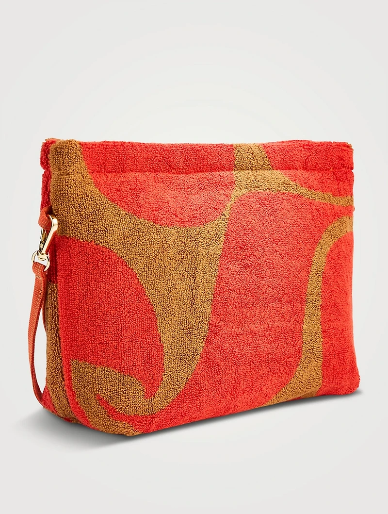 Towelling Pouch In Wave Spice Print