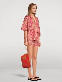 Towelling Pouch In Wave Spice Print
