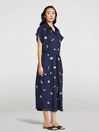 Valerie Caftan With Embroidered Seashells And Corals