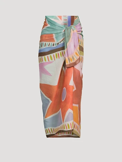 Square Sarong In Aster Tile Print