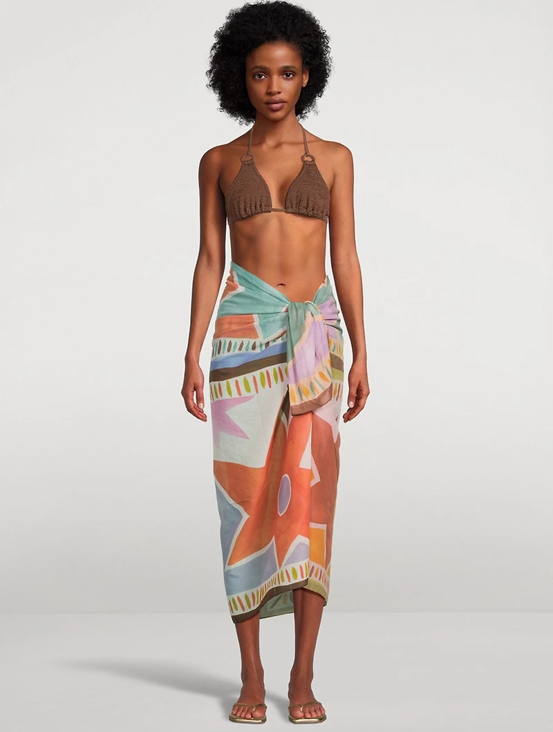 Square Sarong In Aster Tile Print