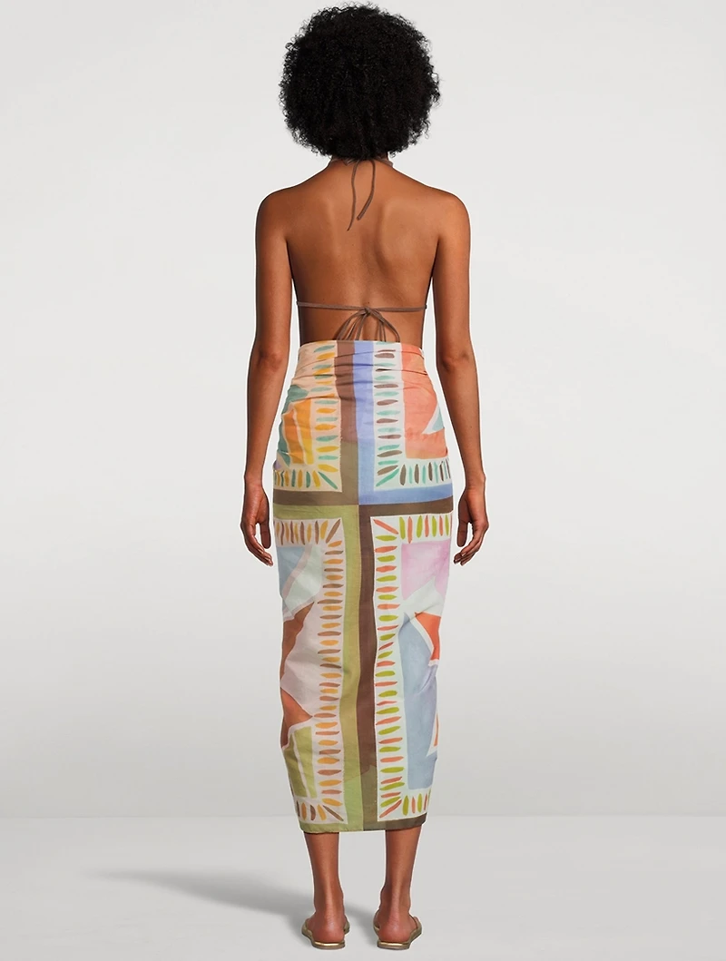 Square Sarong In Aster Tile Print