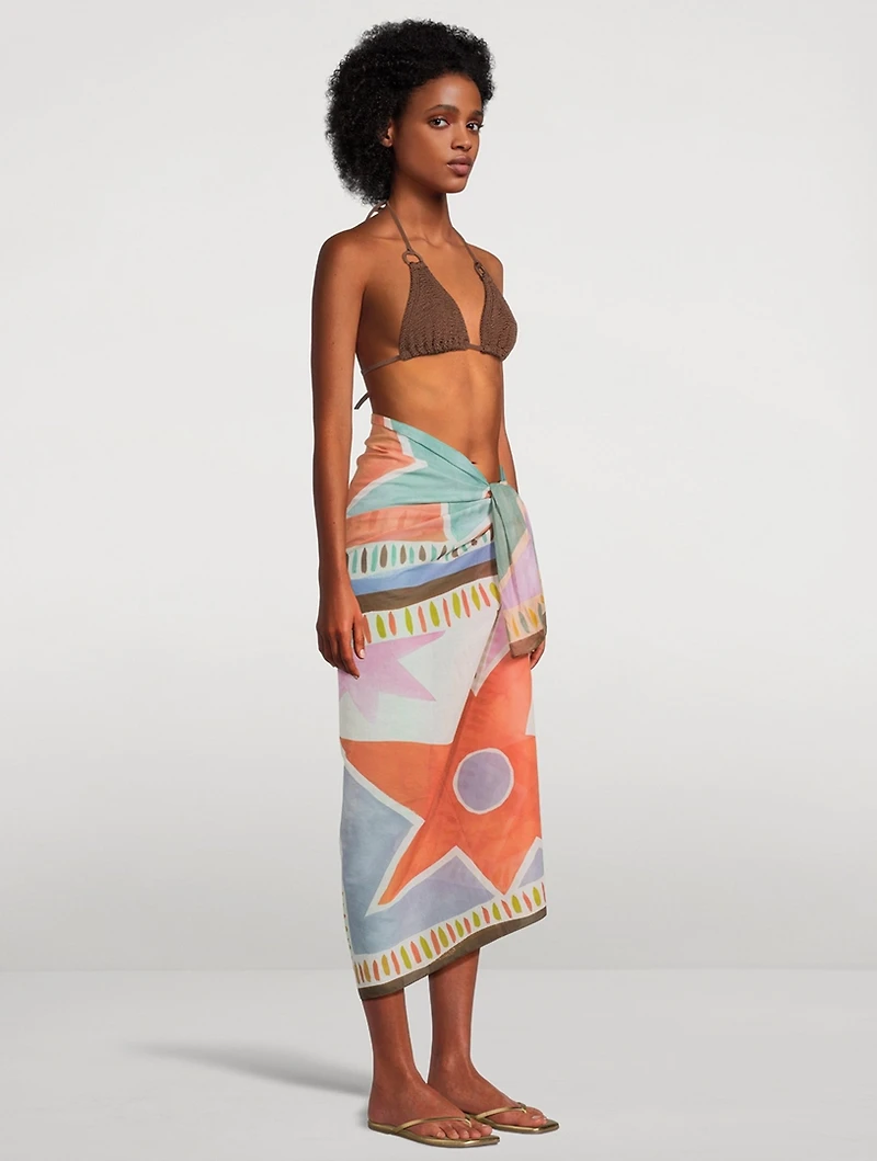 Square Sarong In Aster Tile Print