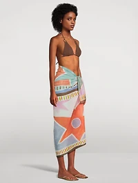 Square Sarong In Aster Tile Print