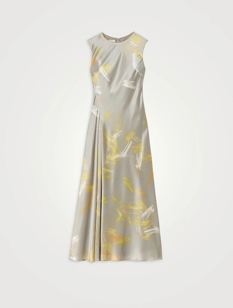 Asymmetric Printed Midi Dress