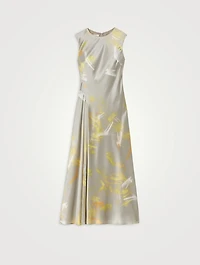 Asymmetric Printed Midi Dress