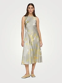 Asymmetric Printed Midi Dress