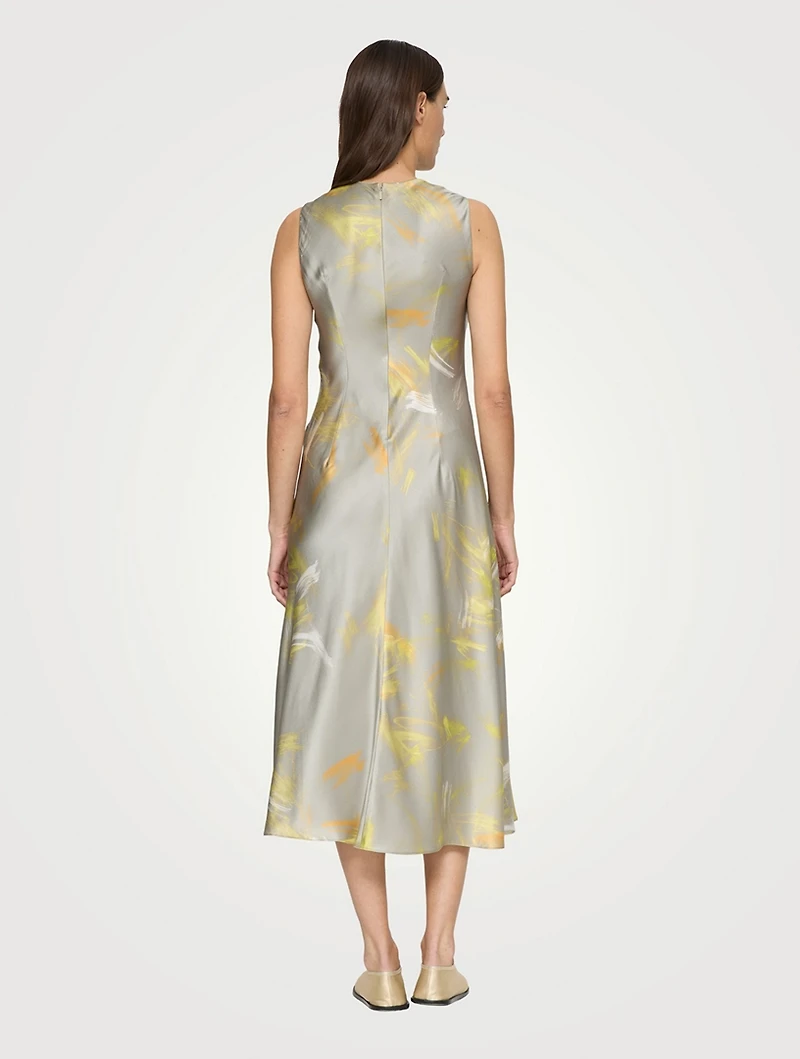 Asymmetric Printed Midi Dress